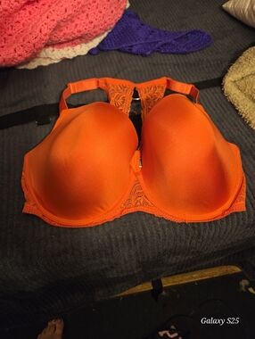 Orange Lace-Back T-Shirt Bra - Women Intimates